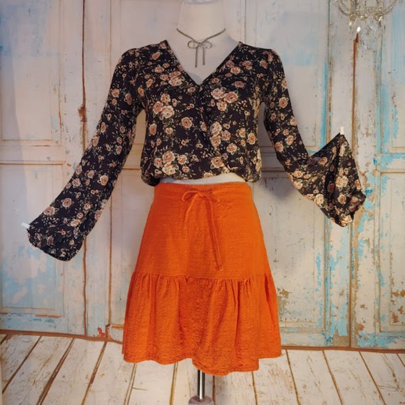 Rhythm. drawstring & elastic band skirt / size 4 / orange - Picture 11 of 11